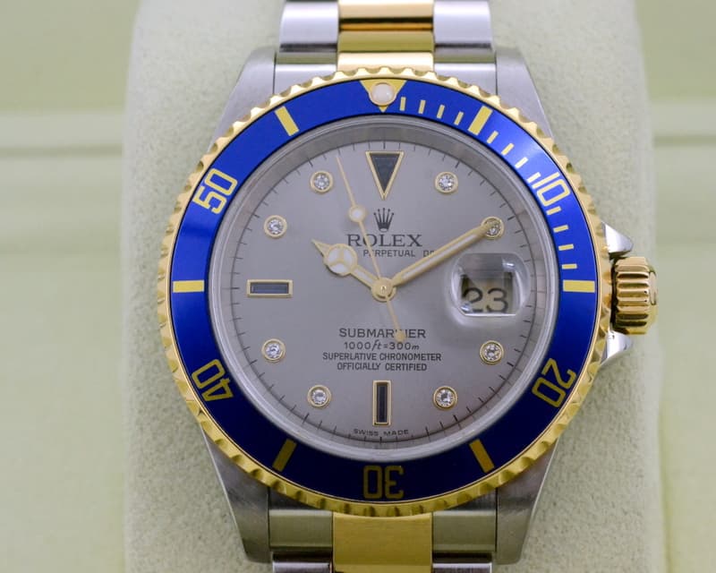 Rolex Submariner 18K / SS Silver Serti Dial 