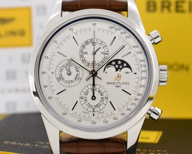 Breitling Transocean Chronograph 1461 SS Silver Dial