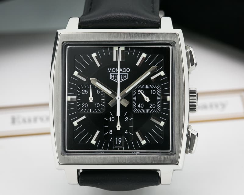 TAG Heuer Monaco Chronograph Square SS Black Dial
