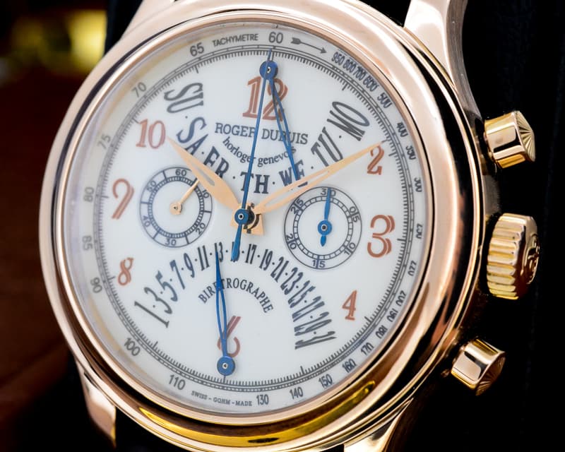 Roger Dubuis Hommage Bi-Retrograde Chronograph Silver Dial 18K RG