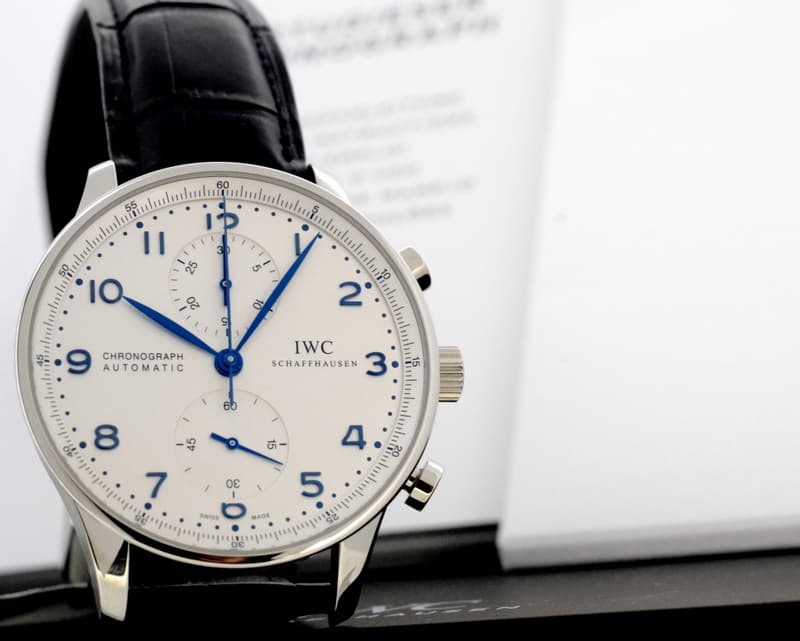 IWC Portuguese Chronograph SS Silver Dial / Blue Numerals