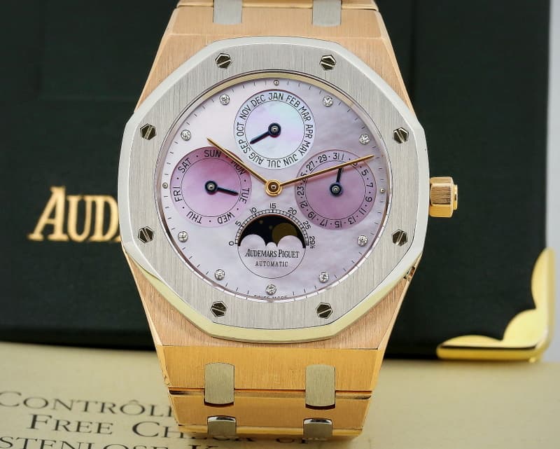 Audemars Piguet Royal Oak Perpetual Platinum / 18K Rose Pink Diamond MOP
