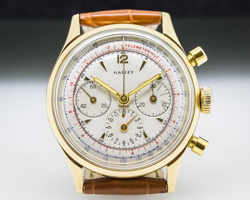Gallet Vintage Multichron 12 EP40 Chronograph 14K YG 