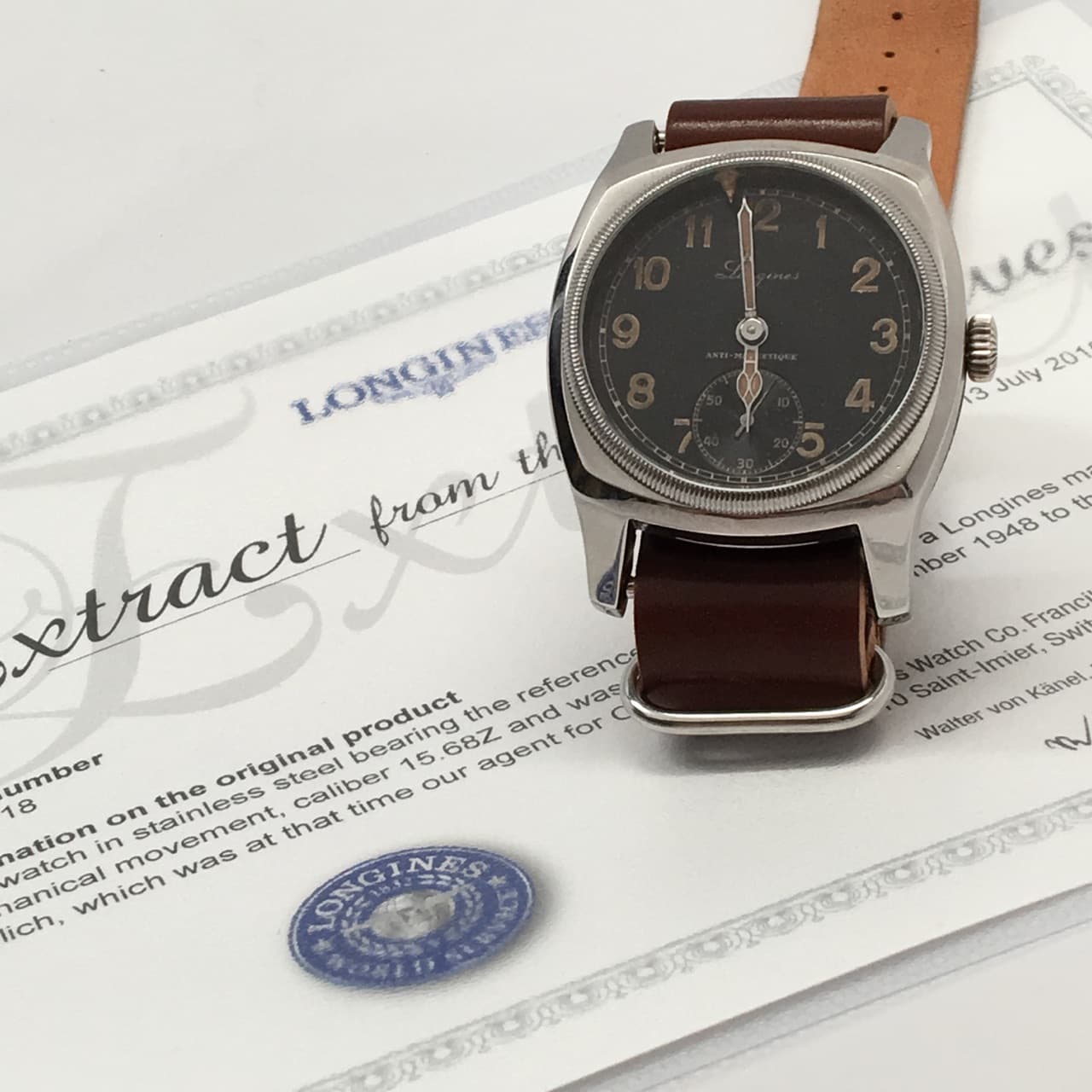 Longines Rare Vintage Czech Air Force Pilot Watch SS / Leather NATO 