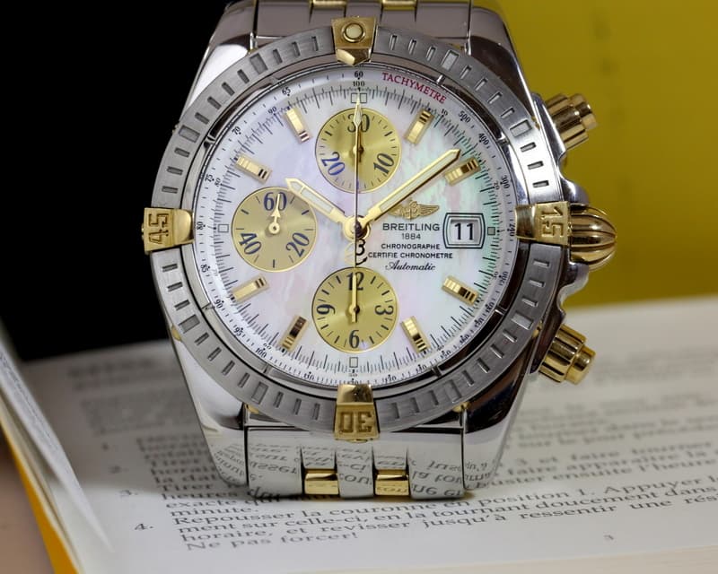Breitling Chronomat Evolution 18K Yellow Gold / SS MOP Dial 44MM