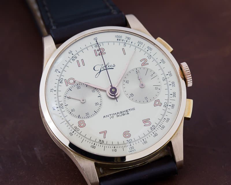 Jolus Vintage Manual Chronograph 18K Pink Gold 