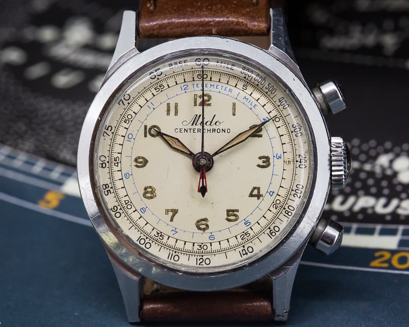 Mido Vintage Multi-Centerchrono Circa 1940s SS / Leather