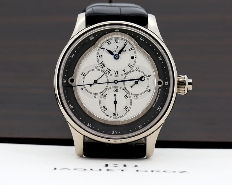 Jaquet Droz Monopoussoir Chronograph Rehaut 18K White Gold Slate Dial 