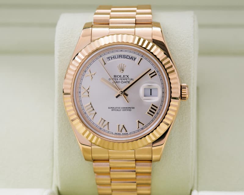 Rolex Day Date II President 18K Yellow Silver Roman Dial 