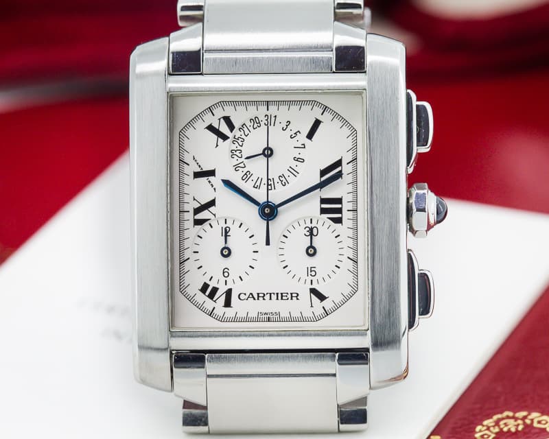 Cartier Tank Francaise Chronoflex Quartz Chronograph SS 