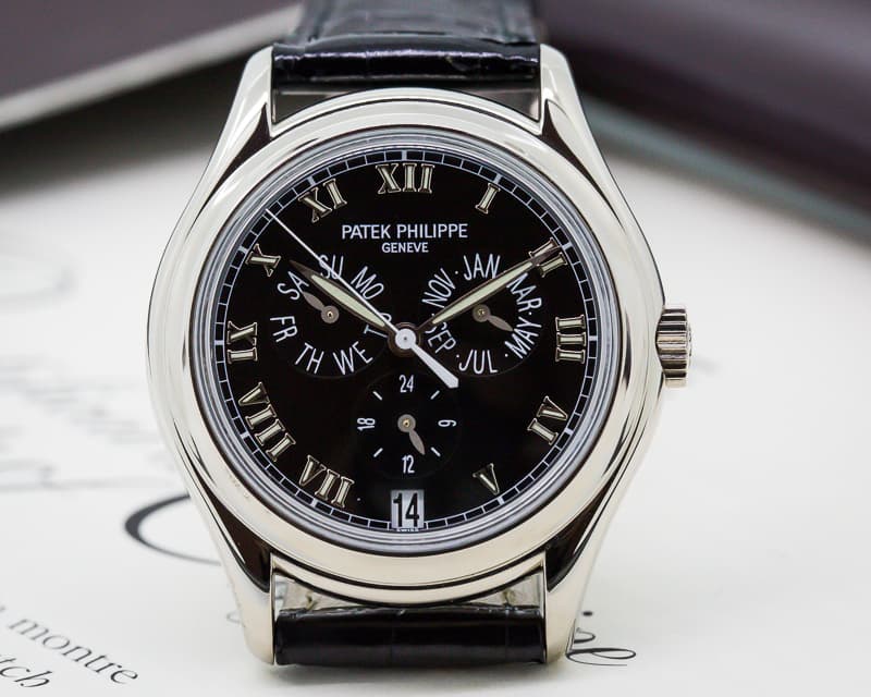 Patek Philippe Annual Calendar 18K White Gold Black Dial 
