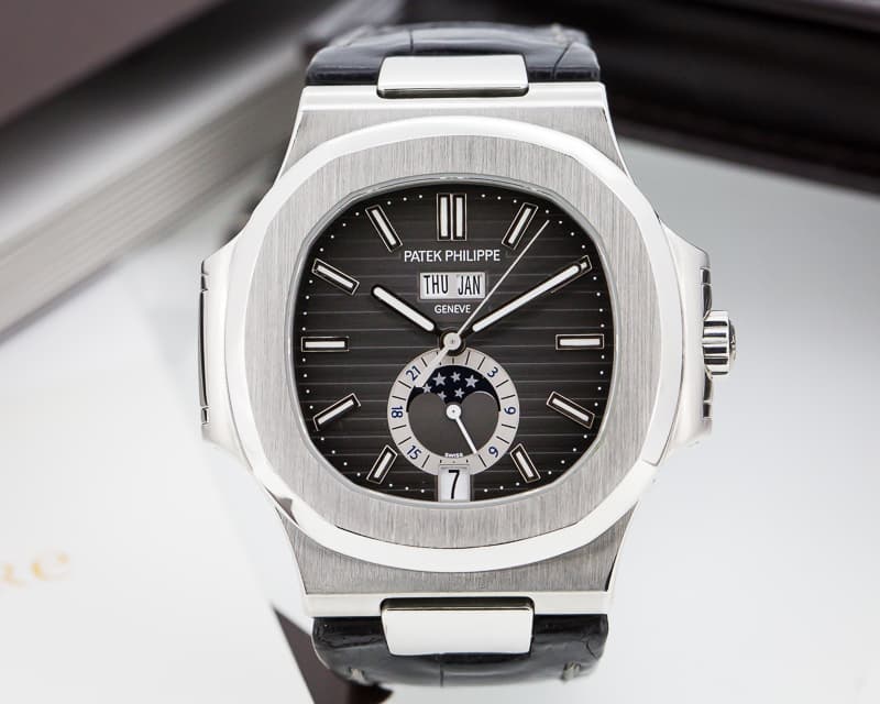 Patek Philippe Nautilus Annual Calendar Moon SS Grey Dial SS