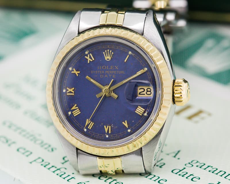 Rolex Lady Oyster Perpetual Date Blue Dial SS / 18K