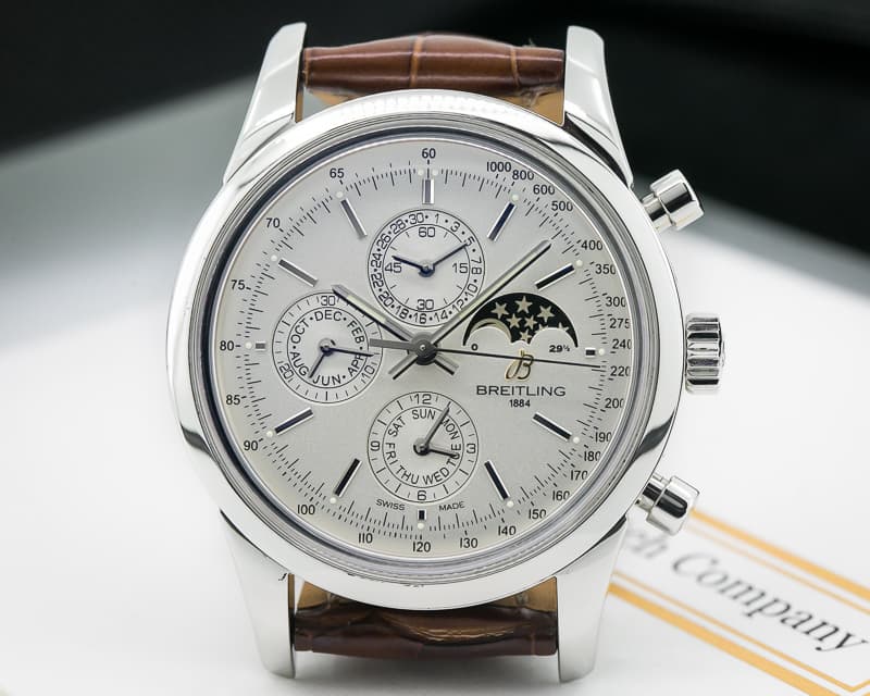 Breitling Transocean Chronograph 1461 SS Silver Dial