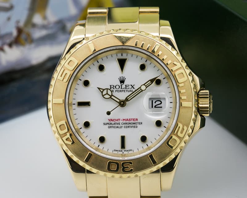 Rolex Yacht Master White Dial 18K Yellow Gold / Bracelet 
