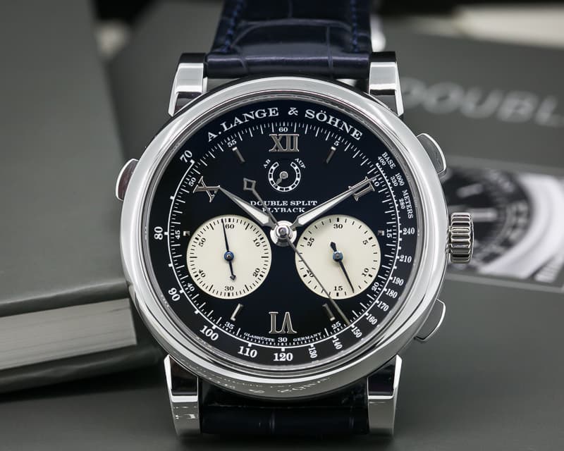 A. Lange and Sohne Double Split Black Dial Platinum / Deployment