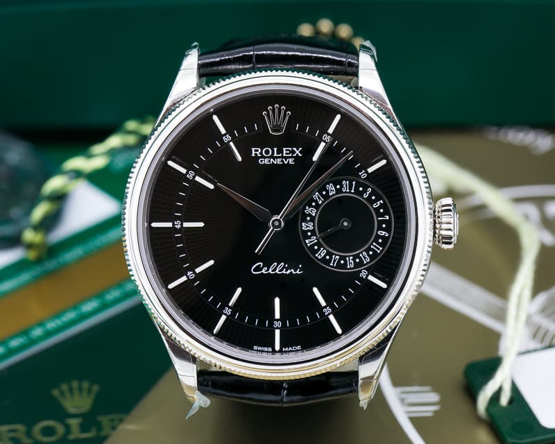 Rolex Cellini Date Black Dial 18K White Gold 