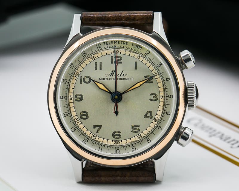 Mido Vintage Multi-Centerchrono Circa 1940s SS Rose Gold Bezel