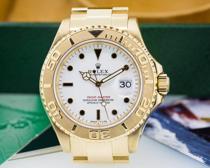 Rolex Yacht Master White Dial 18K Yellow Gold / Bracelet 