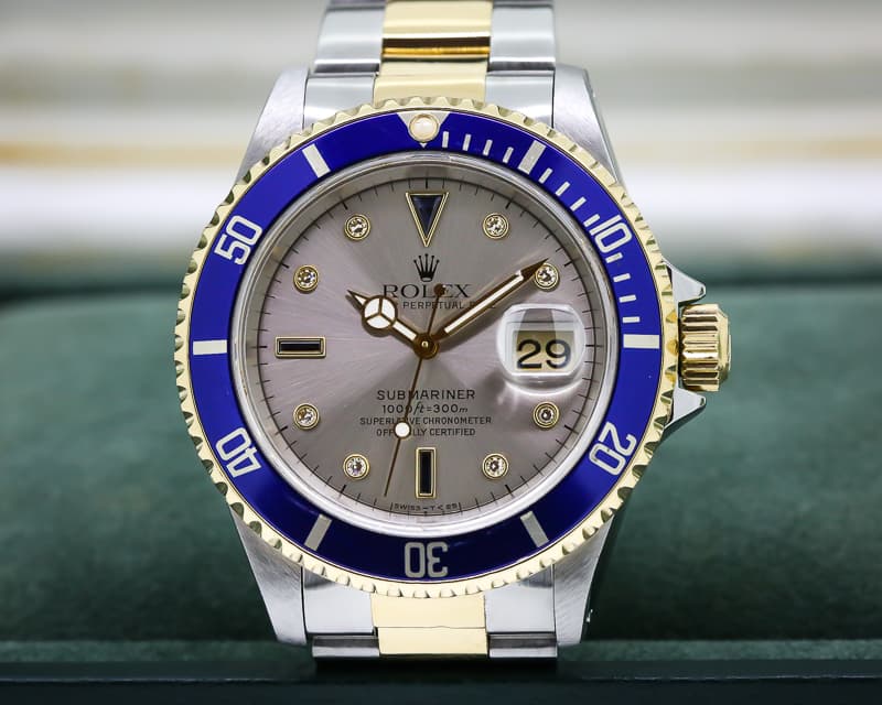 Rolex Submariner 18K / SS Silver Serti Dial 