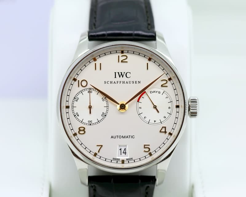 IWC Portuguese 7 Day Automatic SS Silver Dial Rose Numerals