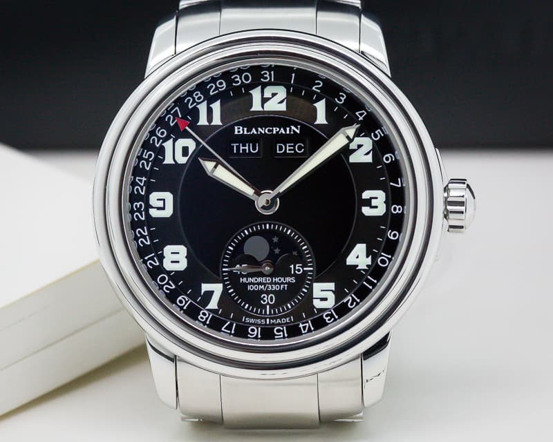 Blancpain Leman Complete Calendar Black Military Dial SS / SS