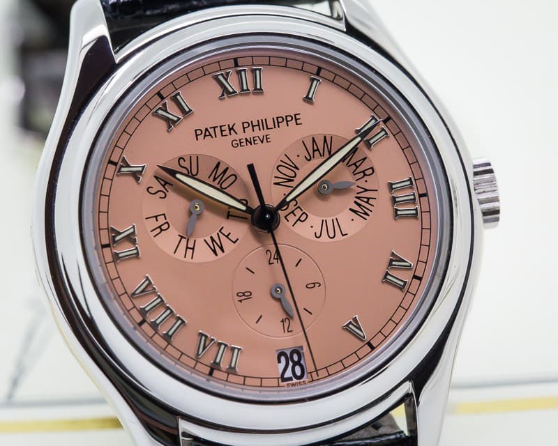 Patek Philippe Annual Calendar 18K White Gold Rose Dial 