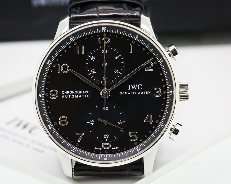 IWC Portuguese Chronograph SS Black Dial 