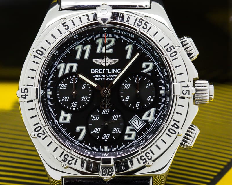 Breitling Windrider Chronograph Rattrapante Quartz Black Dial SS / SS