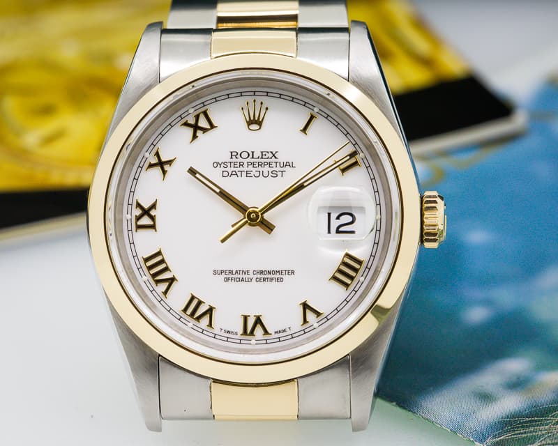 Rolex Datejust White Roman Dial 18K / SS