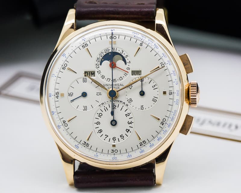 Universal Geneve Rare Tri Compax 18K Rose Gold 