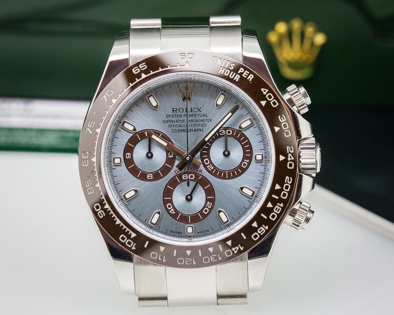 Rolex Daytona Platinum Glacier Blue / Brown Ceramic 