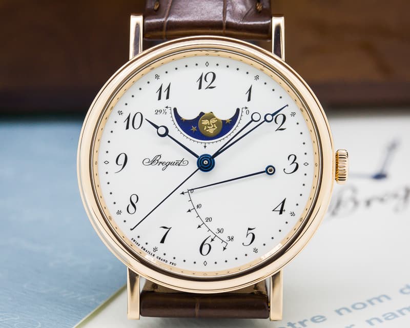 Breguet Classique Moonphase 18K Rose Gold Enamel Dial