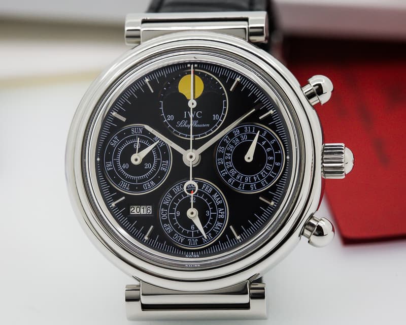 IWC Da Vinci Perpetual Chronograph Black SS / Alligator  