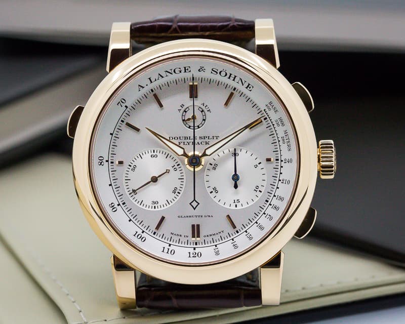 A. Lange and Sohne Double Split Silver Dial Rose Gold UNWORN