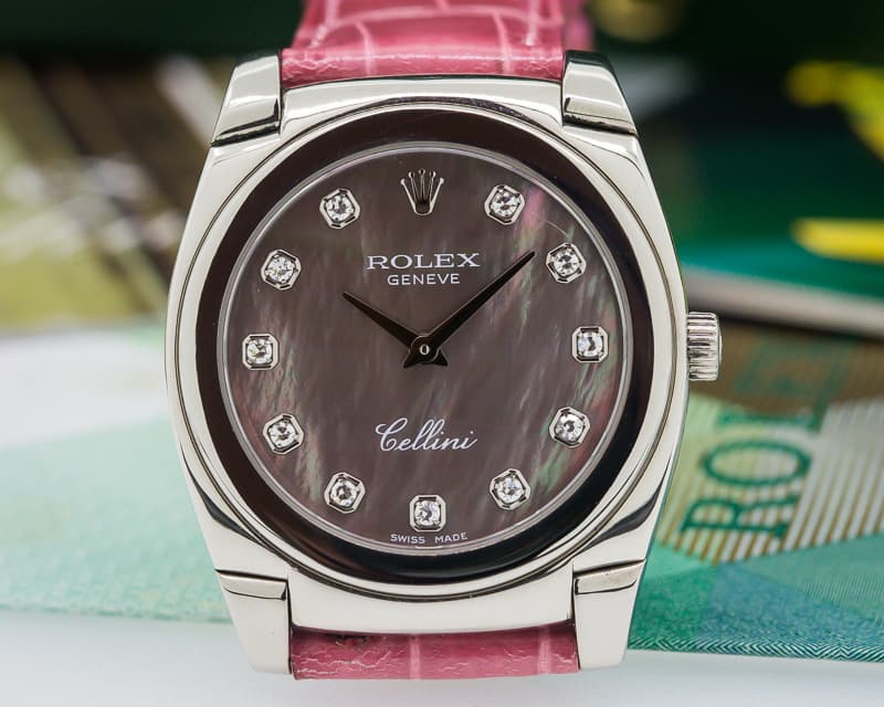 Rolex Cestello Cellini 18K WG MOP Diamond Dial