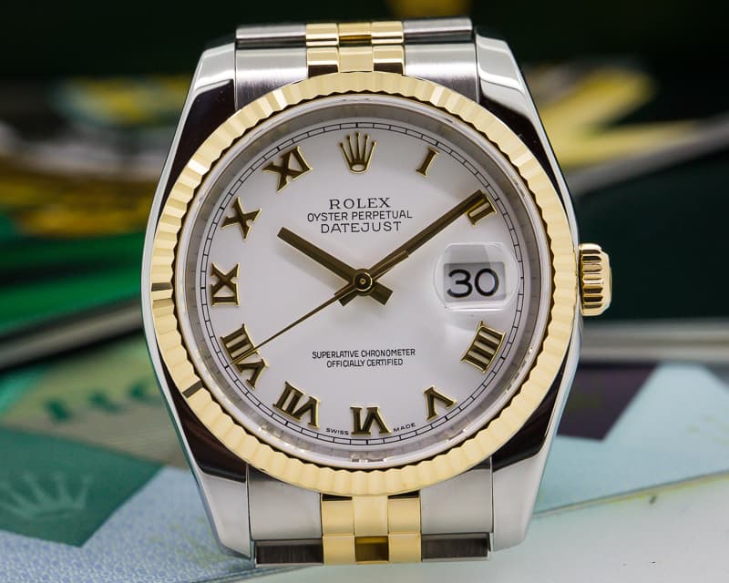 Rolex Datejust White Roman Jubiliee Roman 18K / SS 