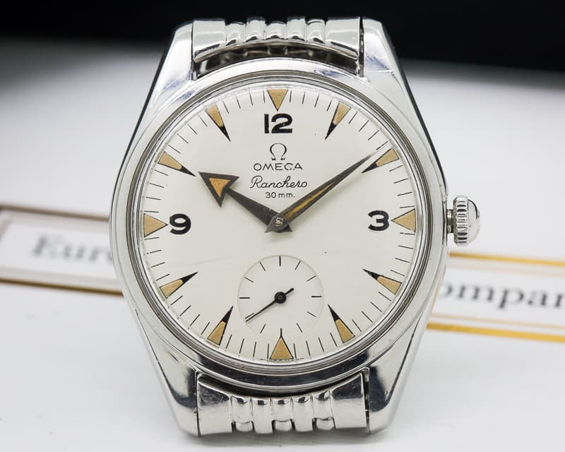 Omega Vintage Ranchero RARE WHITE DIAL SS / Beads of Rice Bracelet 