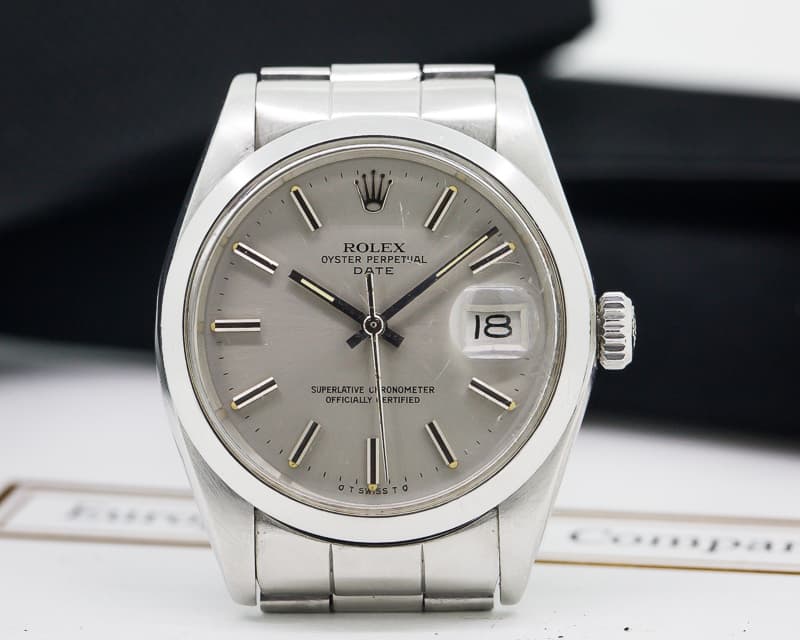 Rolex Oyster Perpetual Date Silver Stick SS/SS