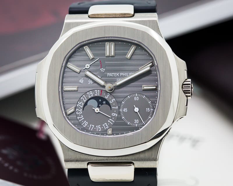 Patek Philippe Nautilus Power Reserve Moonphase 18K White Gold 