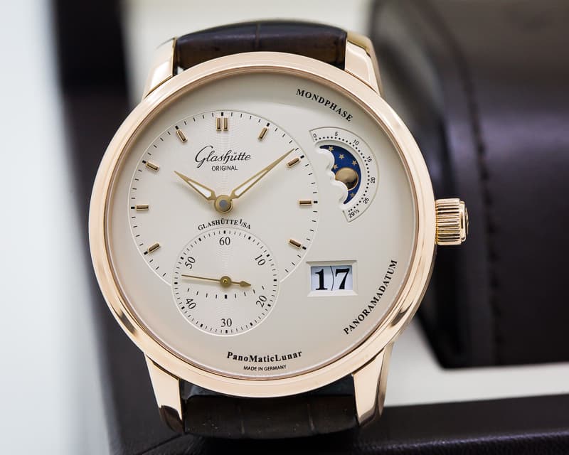 Glashutte Original PanoMaticLunar Silver Dial 18K Rose Gold