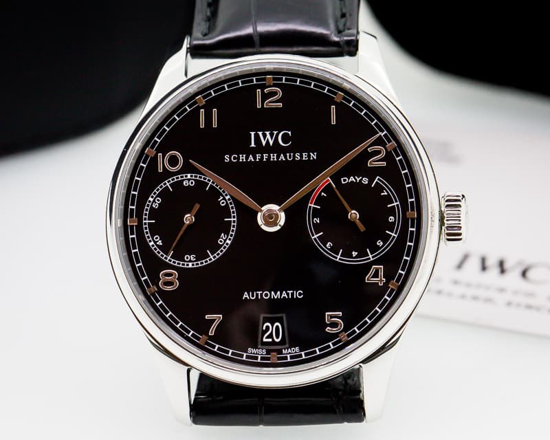 IWC Portuguese 7 Day Automatic SS Black Dial