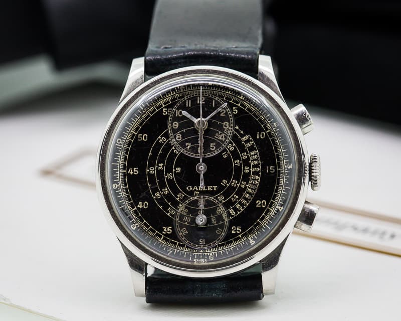 Gallet Vintage Regulator Chronograph Gilt Dial SS