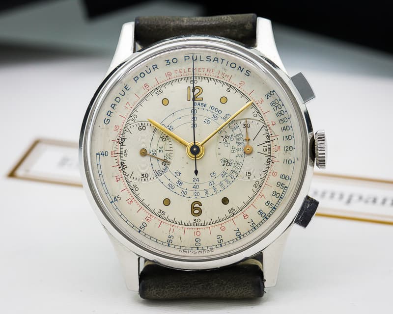 Anonymous Vintage Oversized Chronograph Unsigned Dial SS