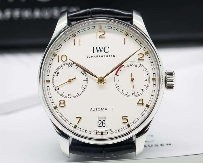IWC Portuguese 7 Day Automatic SS Silver Dial Rose Numerals 