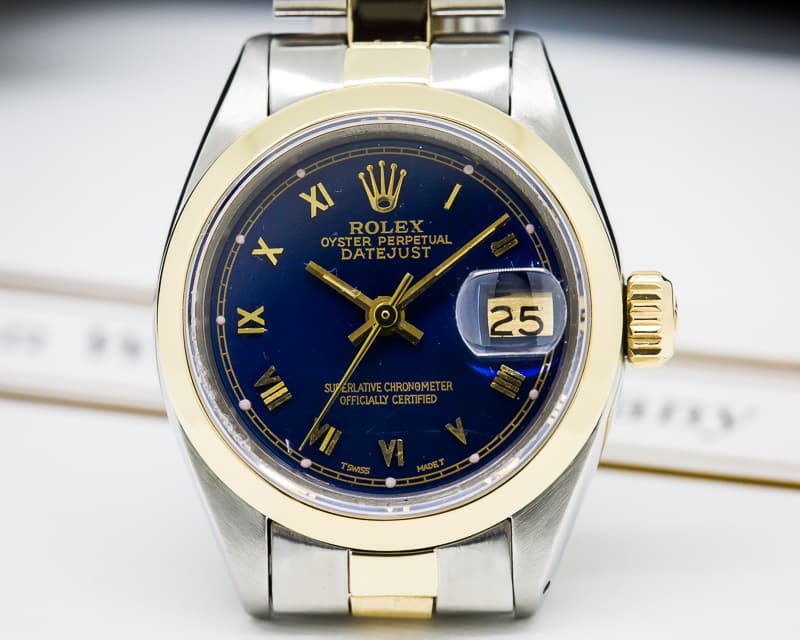 Rolex Lady Oyster Perpetual Date Blue Dial SS / 18K