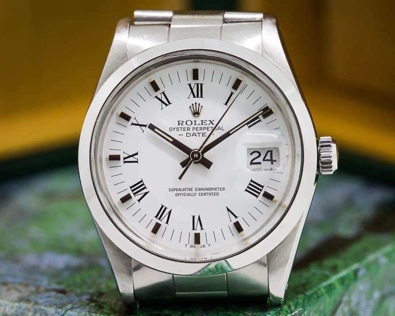 Rolex Oyster Date SS White Roman Dial