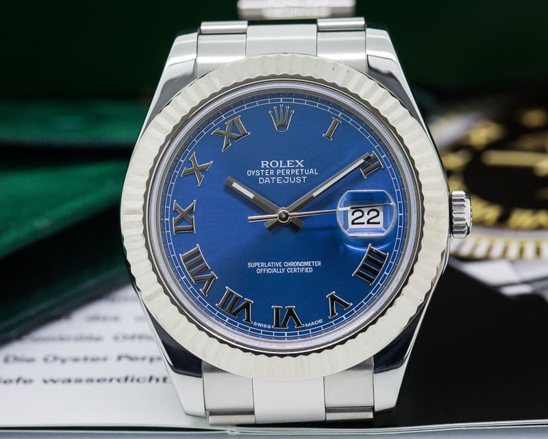 Rolex Datejust II Silver Dial Blue RomanSS