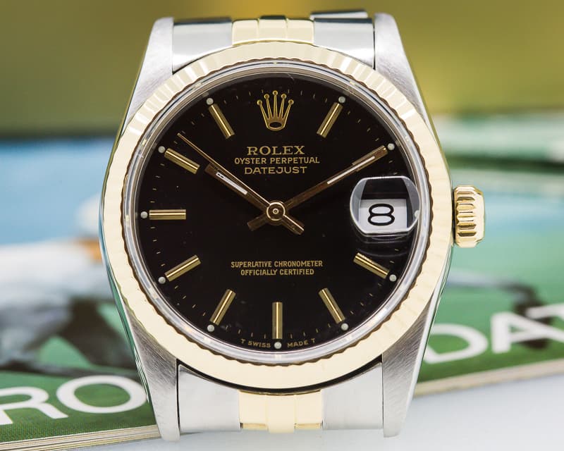 Rolex Oyster Perpetual Datejust Black Dial 18K / SS