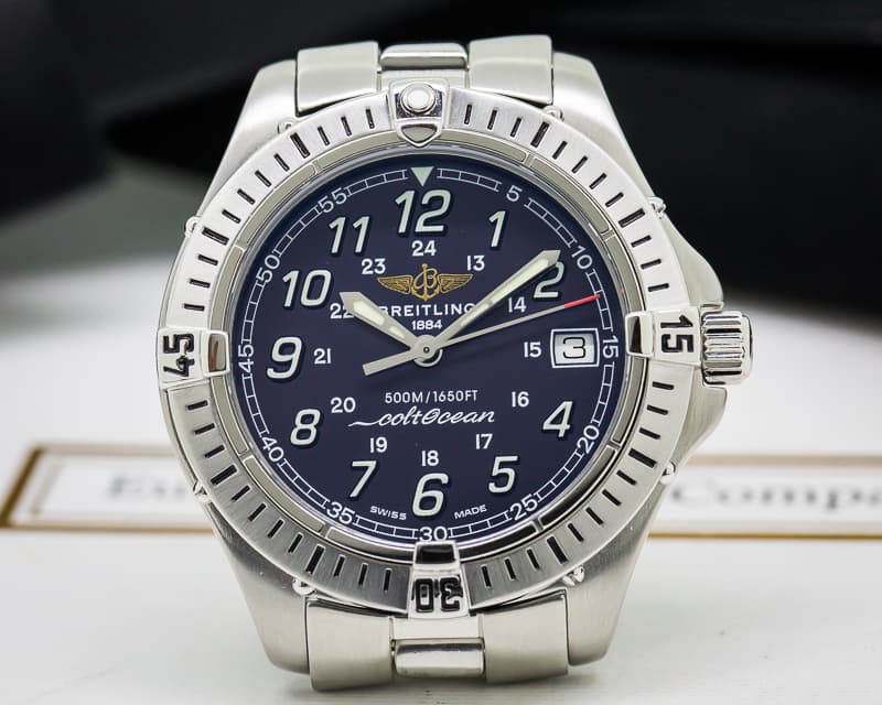 Breitling ColtOcean Quartz Black Dial SS 